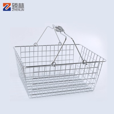 Wholesale metal small wire mesh supermarket shopping basket stackable for cosmetics shopping