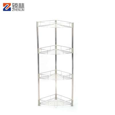 Electrolysis metal four layers bathroom corner rack standing mesh shower caddy shelf